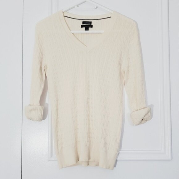 Tommy Hilfiger 100٪ Pima Cotton V Neck Cable Knit Pullover- Size M - Picture 13 of 15